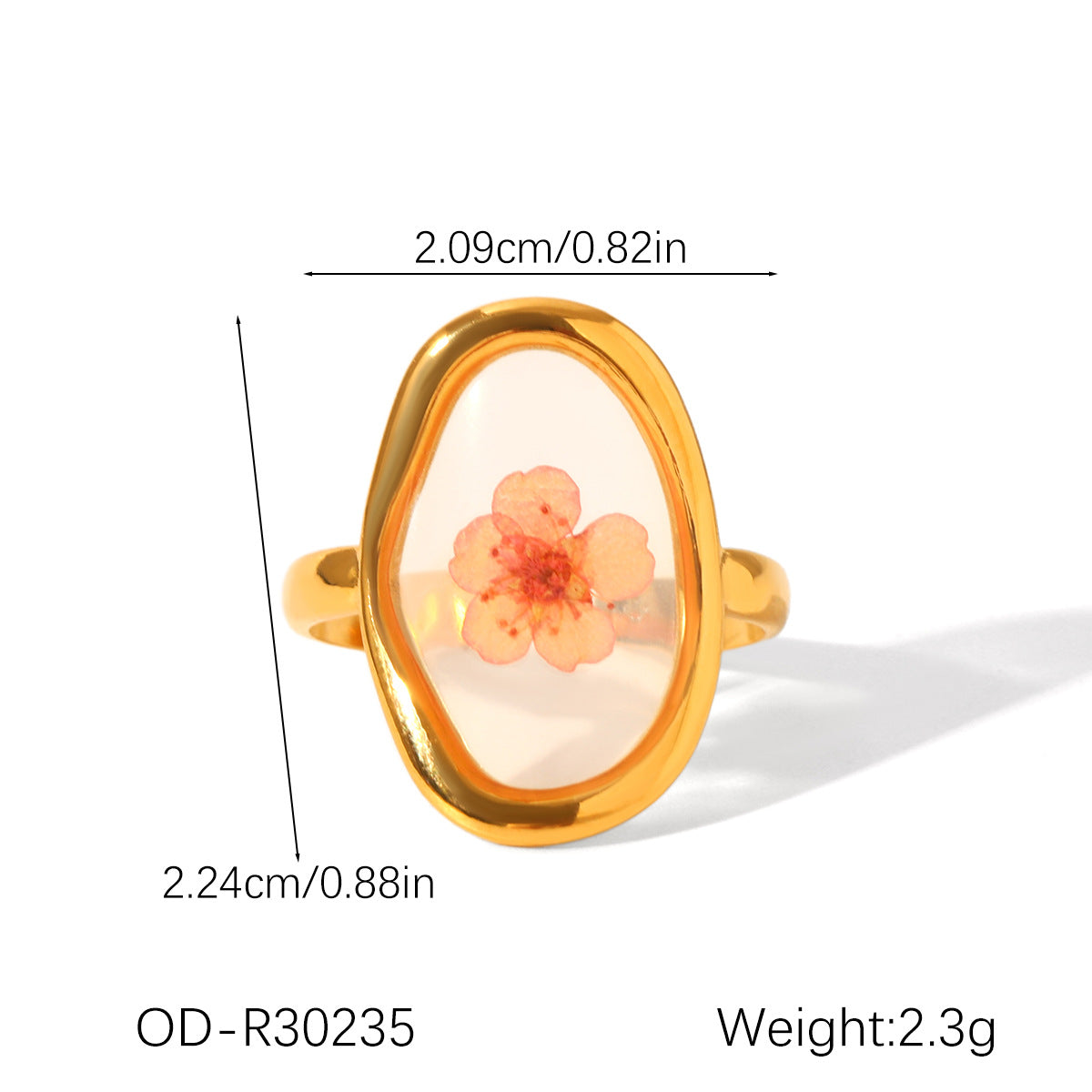 Preserved flower ring: luxurious, high-end, dopamine-filled, fashionable, versatile, open adjustable ring