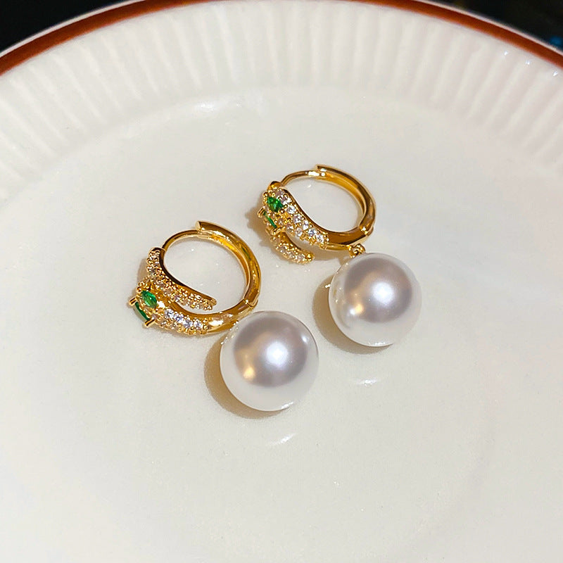 Real gold electroplated silver needle pearl flower earrings fashionelegant earrings accessible luxuryclassy earrings