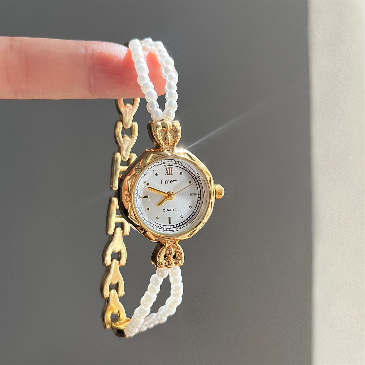 Timetty new small pearl round bracelet watch for women - high-end design, elegant, minimalist, and stylish ladies' watch