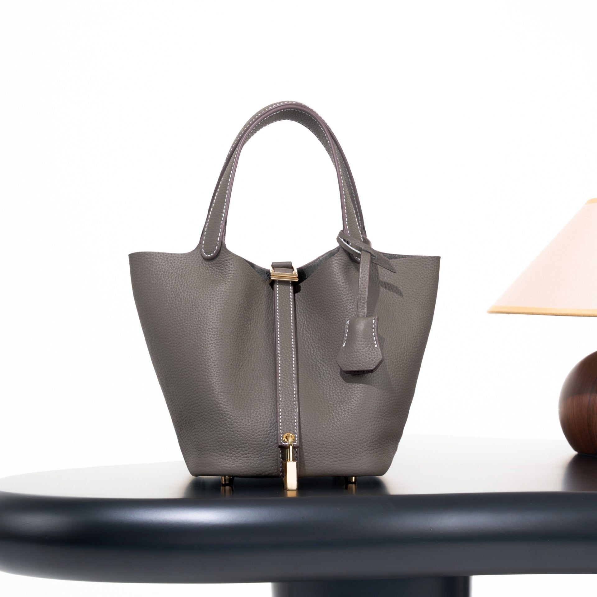 Classic top grain leather basket bag - luxurious, high-end genuine leather bucket bag - cross-border fashion versatile tote bag