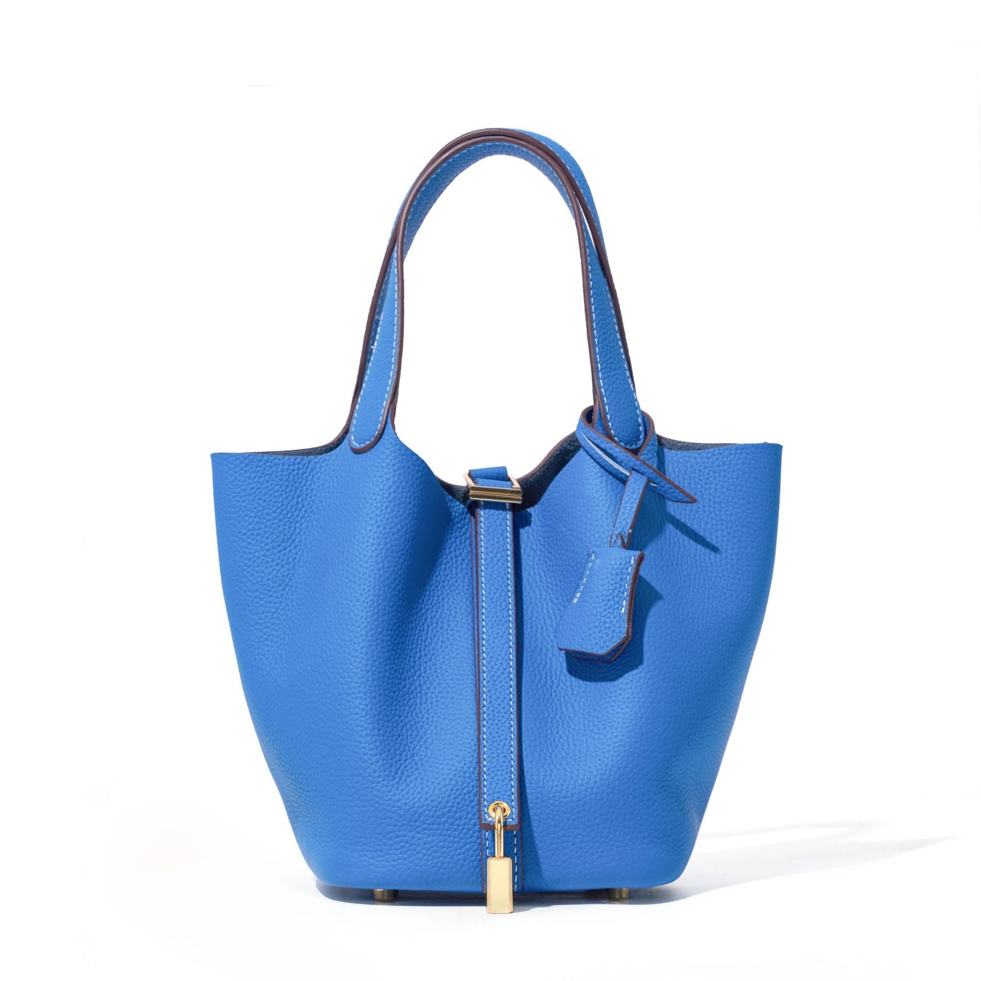 Classic top grain leather basket bag - luxurious, high-end genuine leather bucket bag - cross-border fashion versatile tote bag
