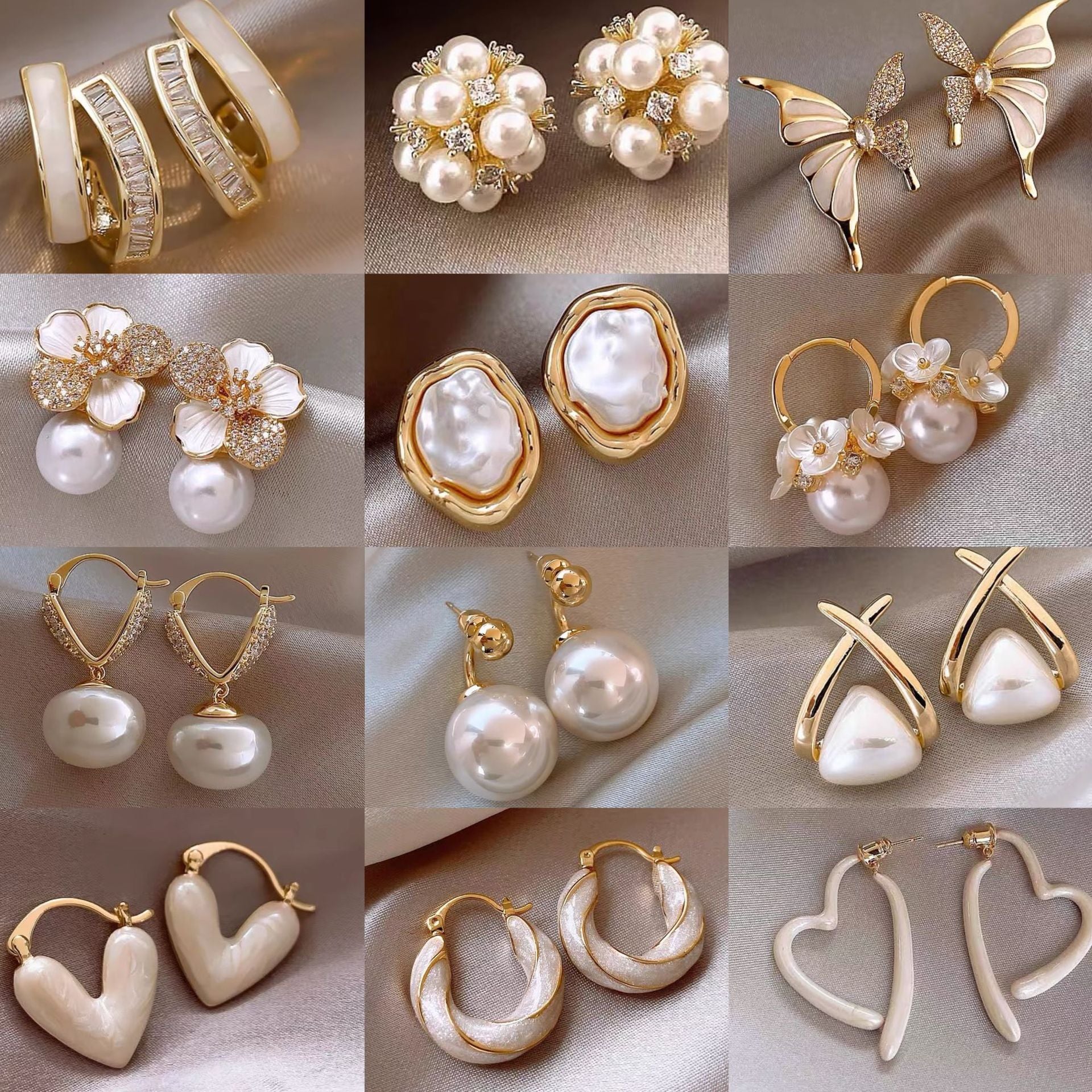 Real gold electroplated silver needle pearl flower earrings fashionelegant earrings accessible luxuryclassy earrings