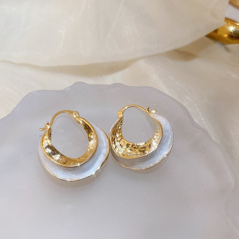 Real gold electroplated silver needle pearl flower earrings fashionelegant earrings accessible luxuryclassy earrings