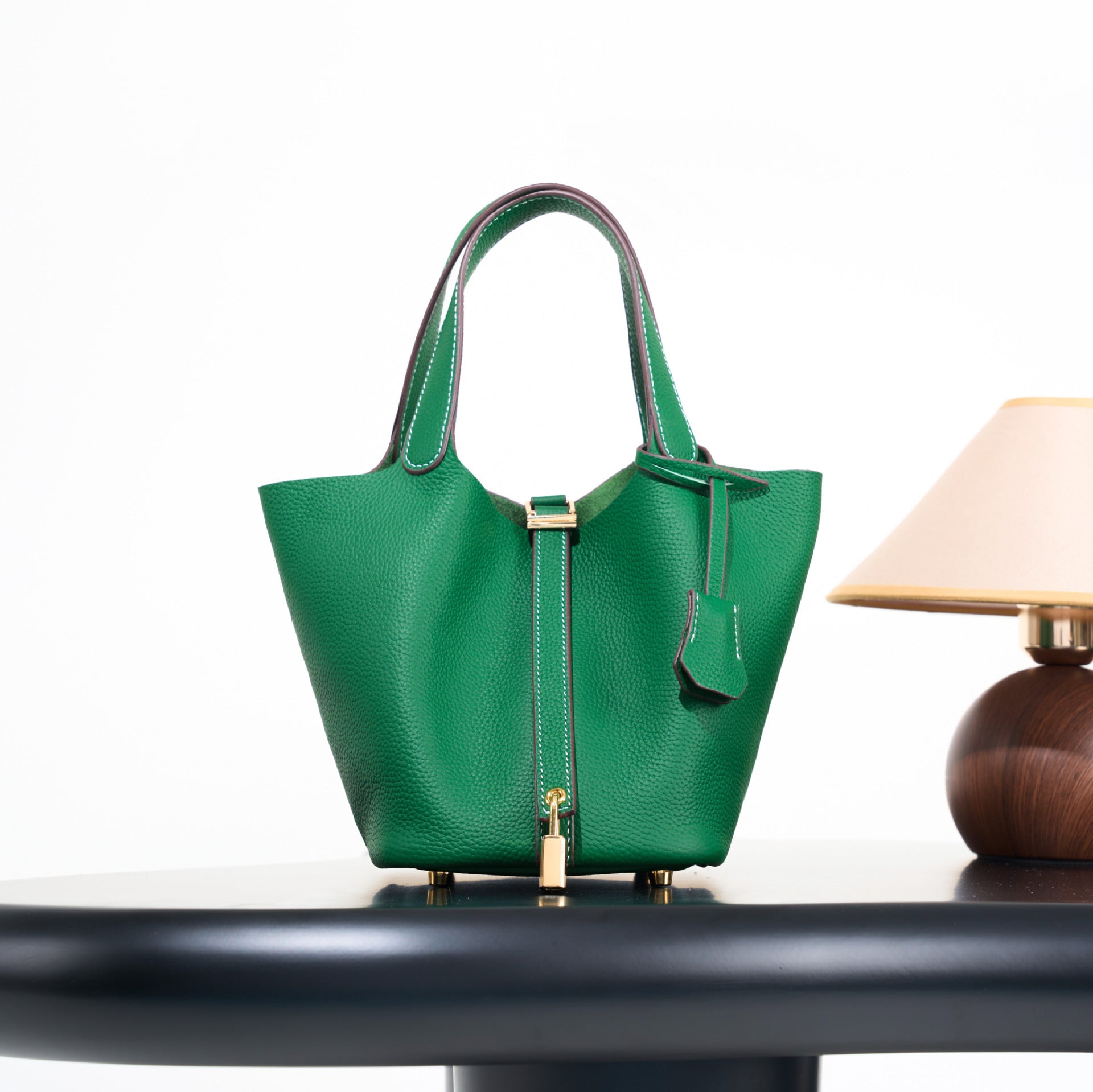 Classic top grain leather basket bag - luxurious, high-end genuine leather bucket bag - cross-border fashion versatile tote bag