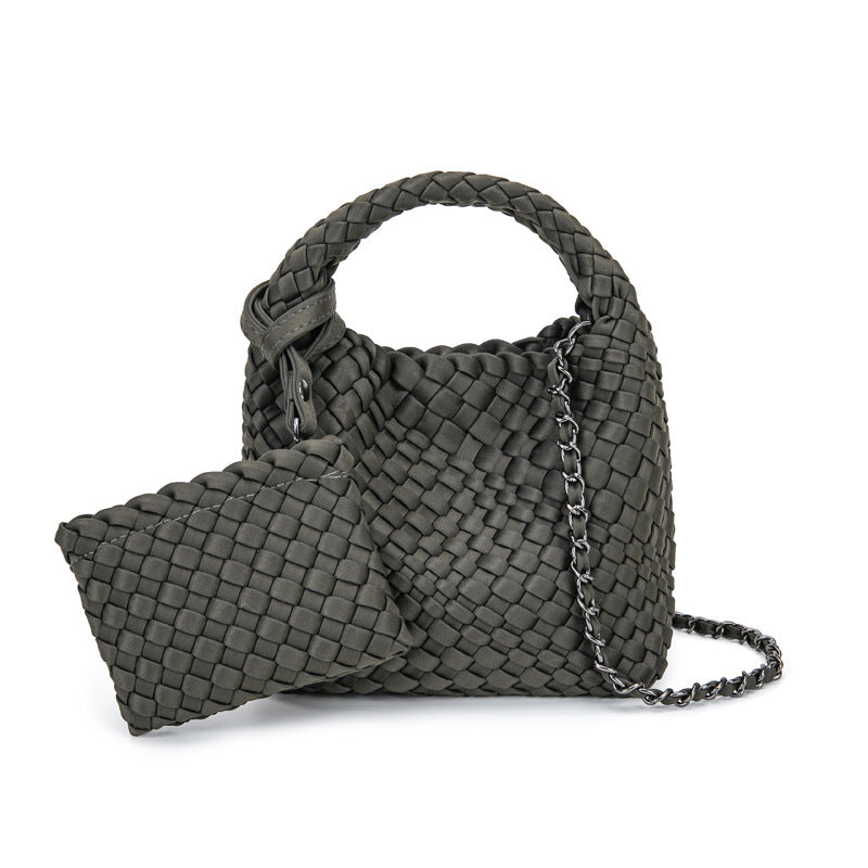 Handmade woven cabbage basket, neoprene mini bucket bag, single shoulder crossbody bag, exquisite and cute handbag