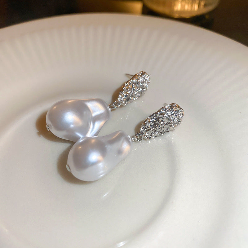 Real gold electroplated silver needle pearl flower earrings fashionelegant earrings accessible luxuryclassy earrings