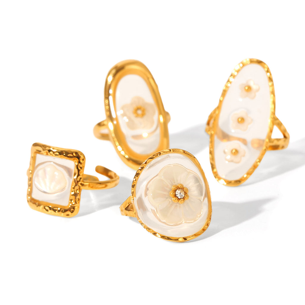 Preserved flower stainless steel ring - luxurious, high-end, fade-resistant, fashionable, and versatile women's ring