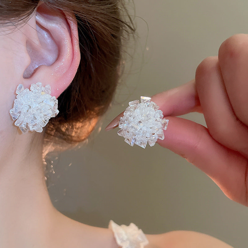 Real gold electroplated silver needle pearl flower earrings fashionelegant earrings accessible luxuryclassy earrings