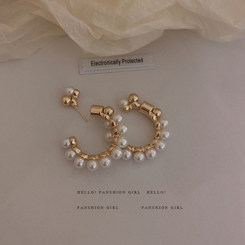 Real gold electroplated silver needle pearl flower earrings fashionelegant earrings accessible luxuryclassy earrings