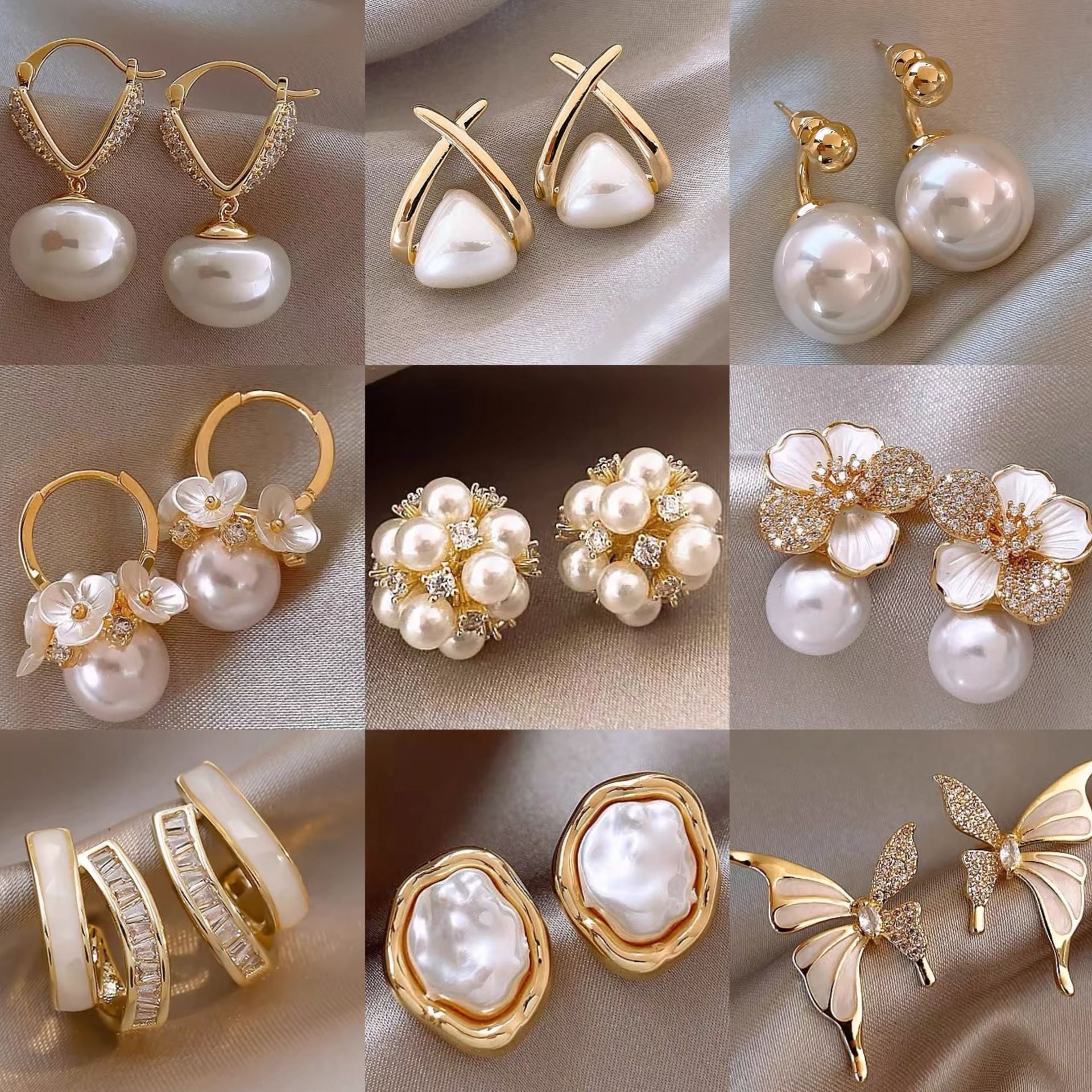 Real gold electroplated silver needle pearl flower earrings fashionelegant earrings accessible luxuryclassy earrings