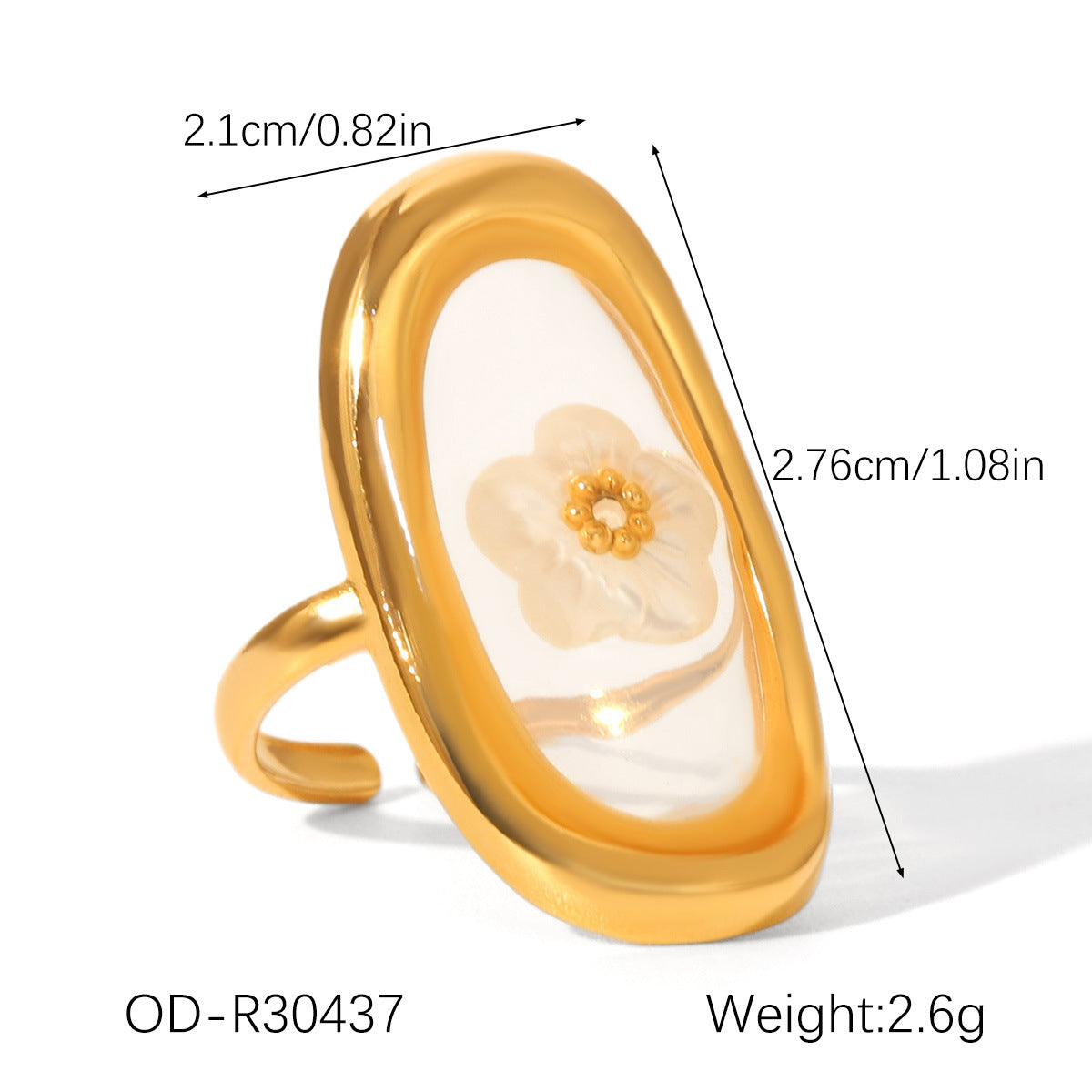 Preserved flower ring: luxurious, high-end, dopamine-filled, fashionable, versatile, open adjustable ring