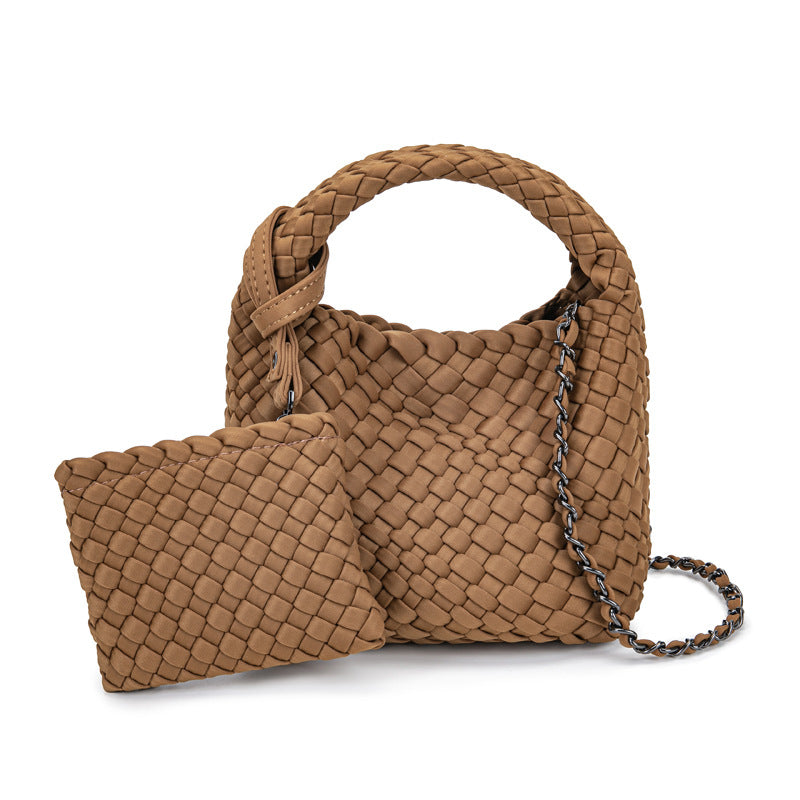 Handmade woven cabbage basket, neoprene mini bucket bag, single shoulder crossbody bag, exquisite and cute handbag