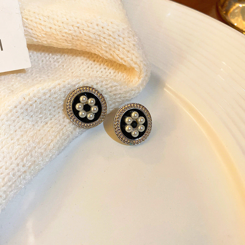 Real gold electroplated silver needle pearl flower earrings fashionelegant earrings accessible luxuryclassy earrings