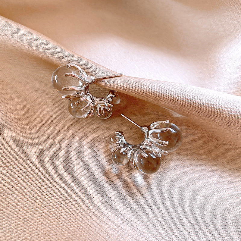 Real gold electroplated silver needle pearl flower earrings fashionelegant earrings accessible luxuryclassy earrings