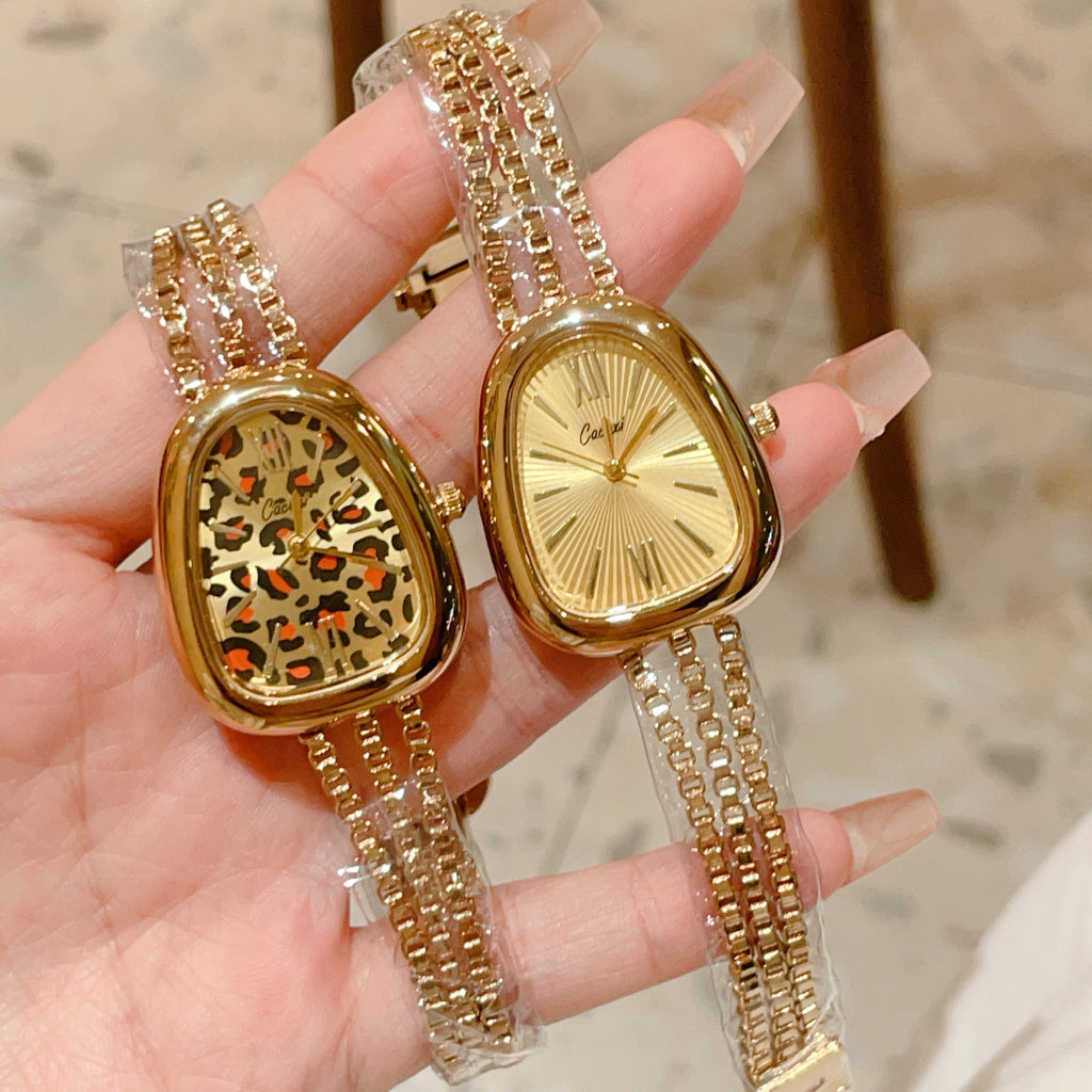 Cacaxinew arrivalfashion medieval watch snake head casual bracelet watch leopard print gold women's watch