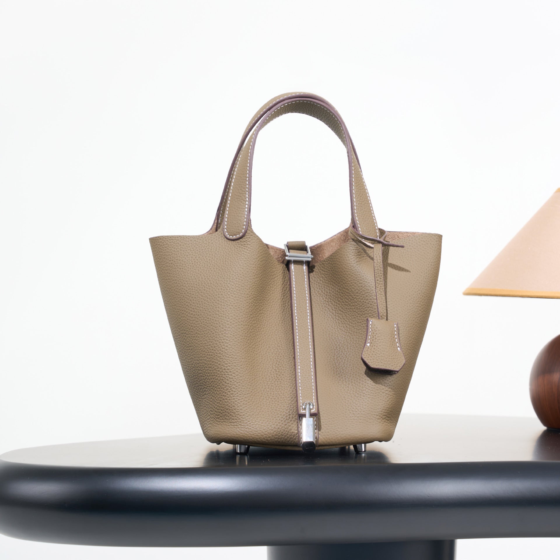 Classic top grain leather basket bag - luxurious, high-end genuine leather bucket bag - cross-border fashion versatile tote bag