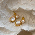 Natural white mother-of-pearl freshwater pearl personalized "maillard" earrings - vintage-inspired, accessible luxury jewelry for women