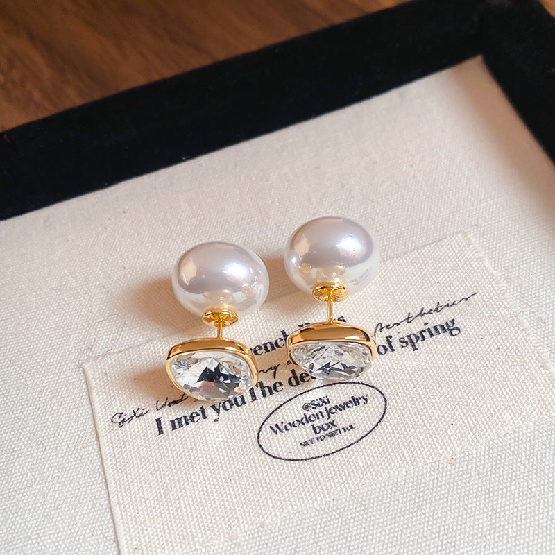 Real gold electroplated silver needle pearl flower earrings fashionelegant earrings accessible luxuryclassy earrings