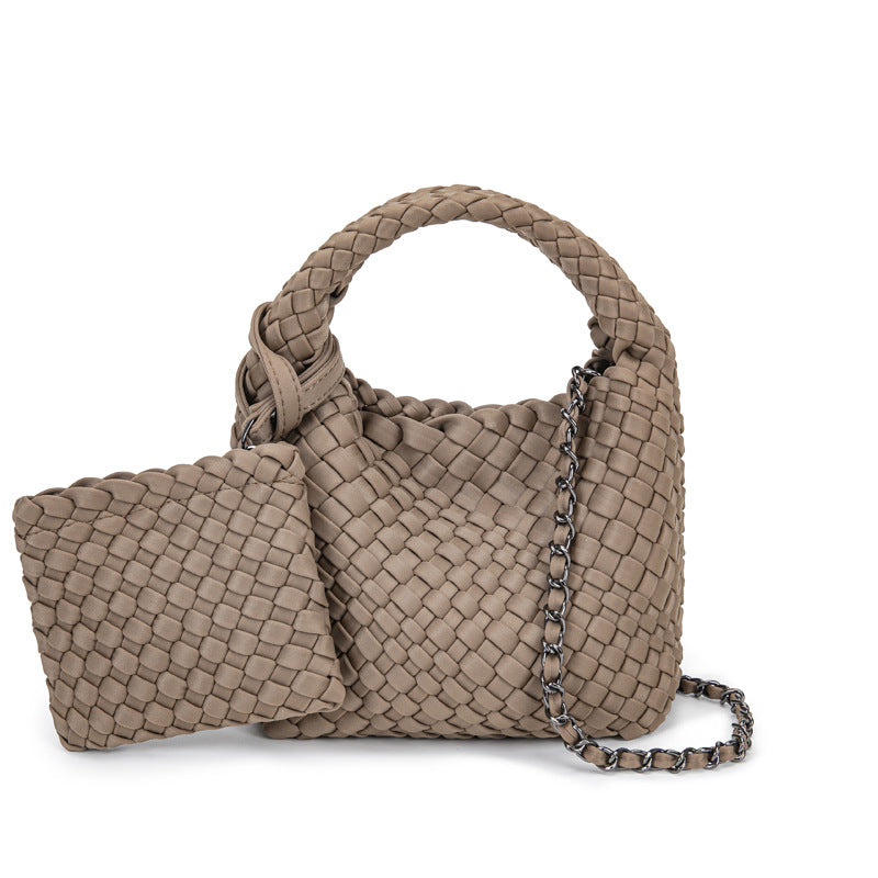 Handmade woven cabbage basket, neoprene mini bucket bag, single shoulder crossbody bag, exquisite and cute handbag