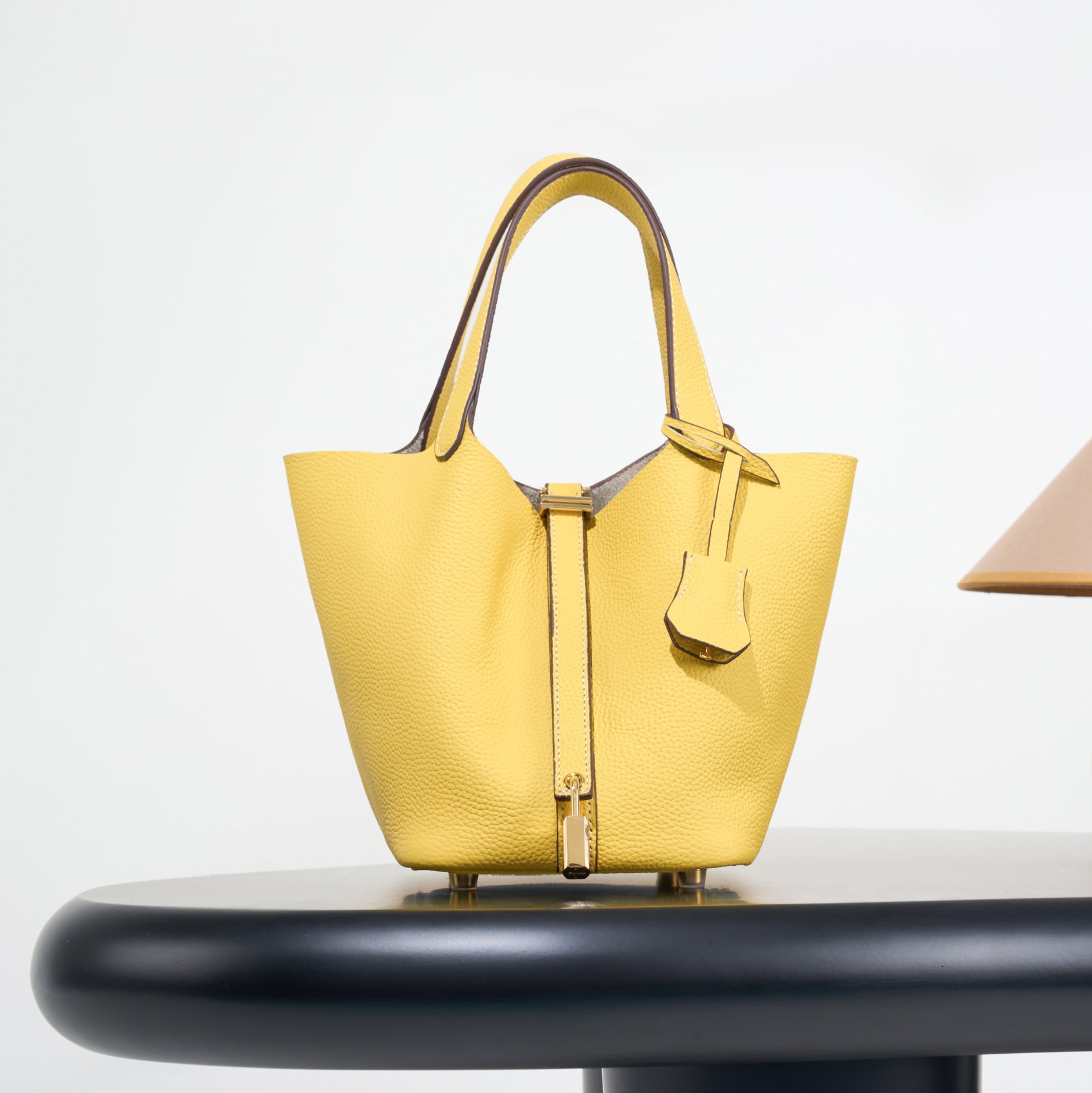 Classic top grain leather basket bag - luxurious, high-end genuine leather bucket bag - cross-border fashion versatile tote bag