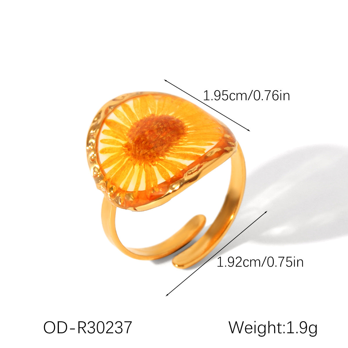Preserved flower ring: luxurious, high-end, dopamine-filled, fashionable, versatile, open adjustable ring