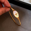 18k real gold electroplated oval mother-of-pearl star bracelet fashionelegant metal style bracelet