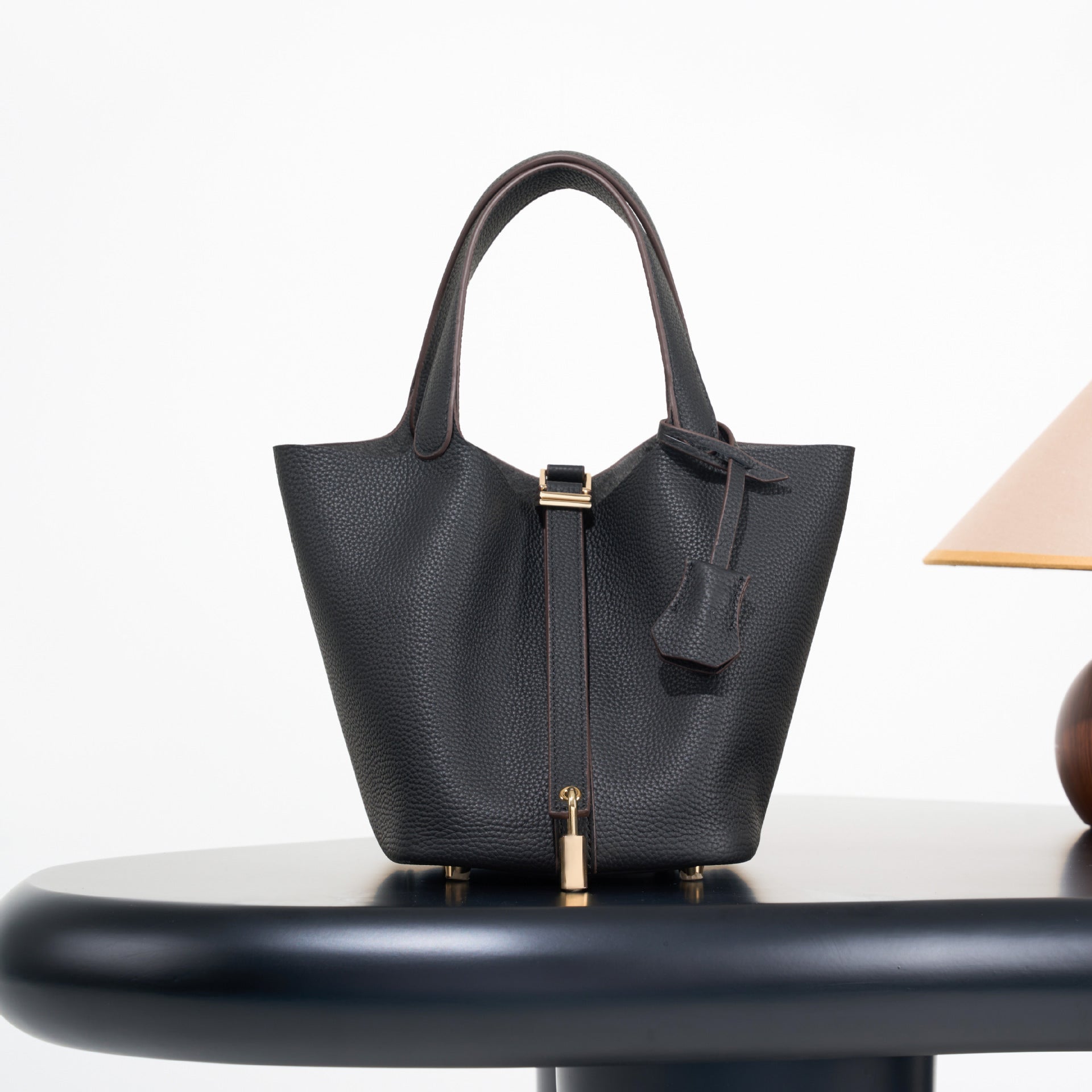 Classic top grain leather basket bag - luxurious, high-end genuine leather bucket bag - cross-border fashion versatile tote bag
