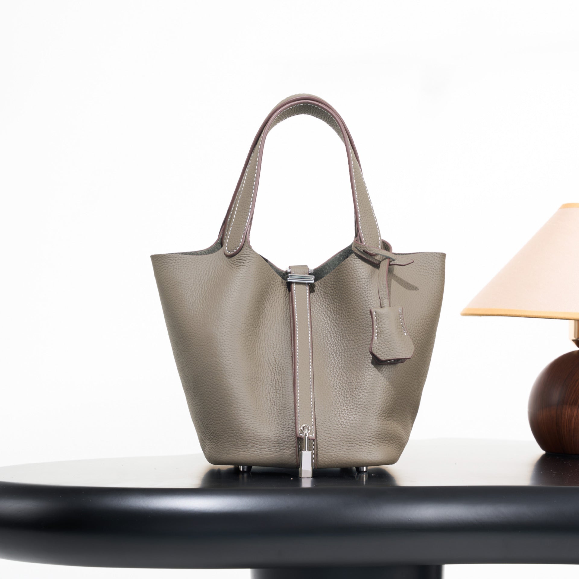 Classic top grain leather basket bag - luxurious, high-end genuine leather bucket bag - cross-border fashion versatile tote bag