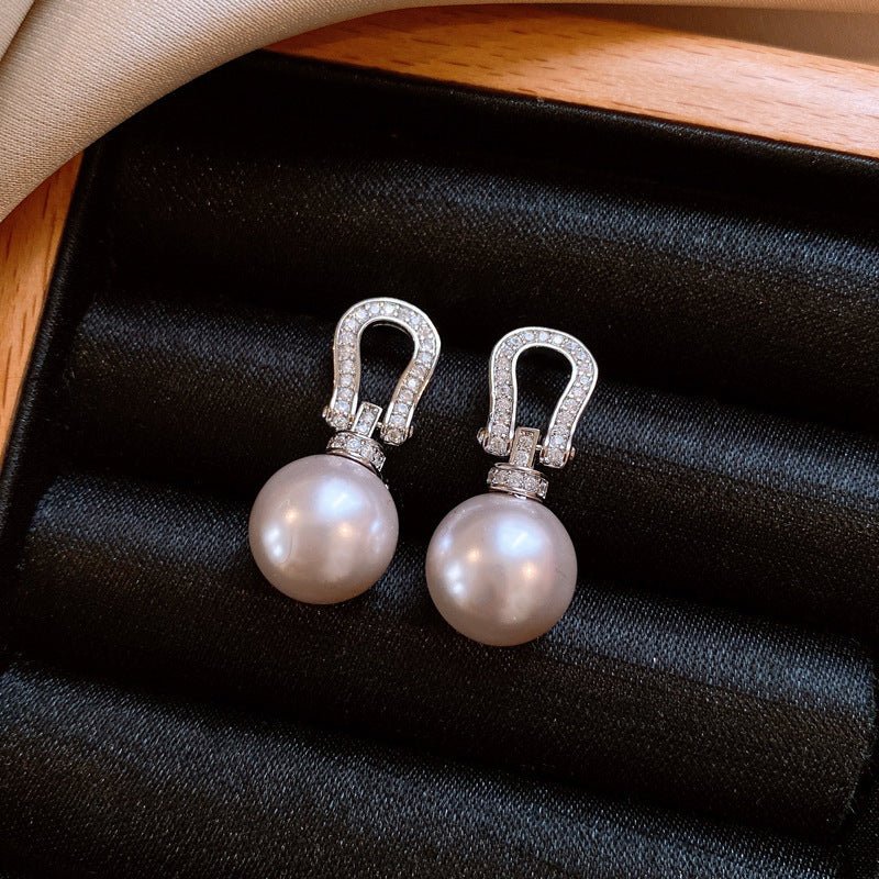 Real gold electroplated silver needle pearl flower earrings fashionelegant earrings accessible luxuryclassy earrings