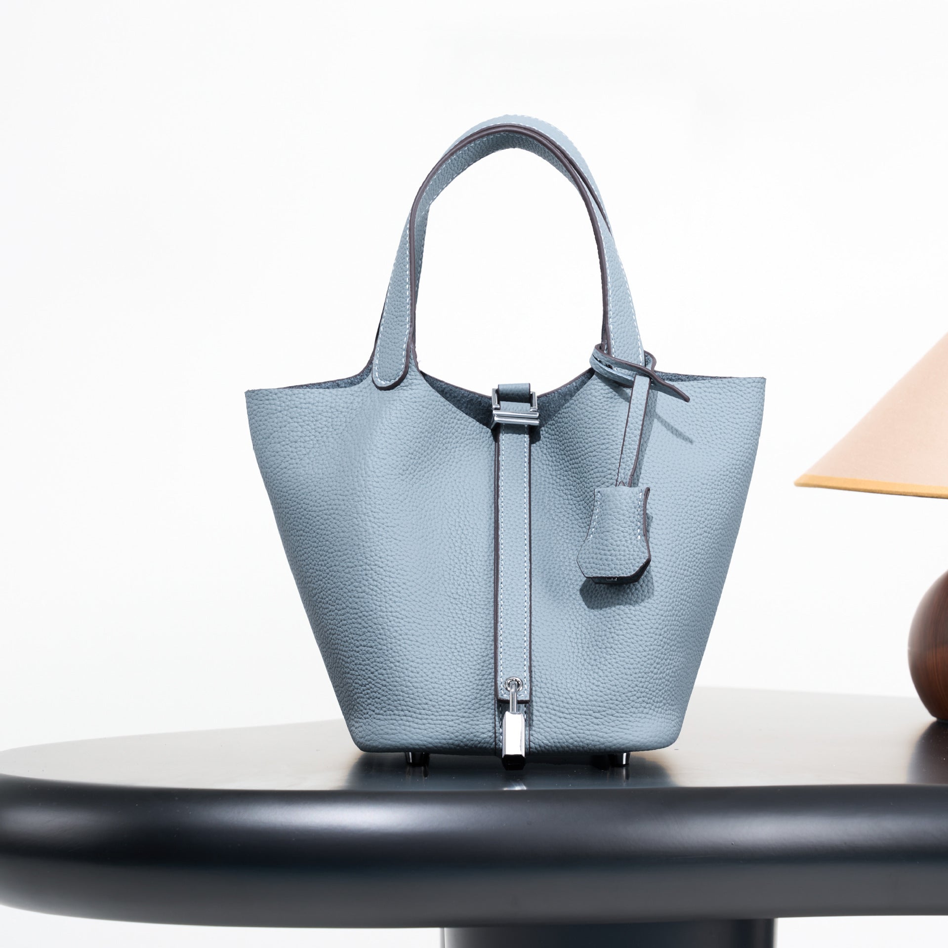 Classic top grain leather basket bag - luxurious, high-end genuine leather bucket bag - cross-border fashion versatile tote bag