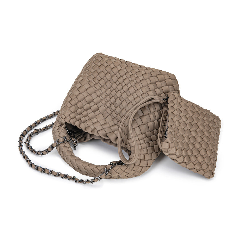 Handmade woven cabbage basket, neoprene mini bucket bag, single shoulder crossbody bag, exquisite and cute handbag