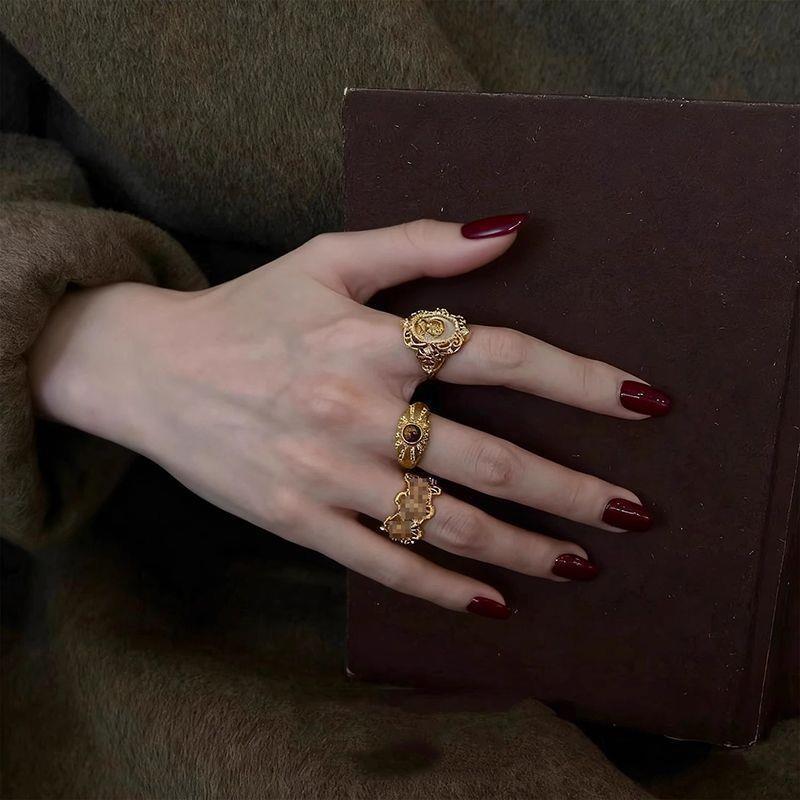 Vintage court style gold ring - women's luxury stackable open ring