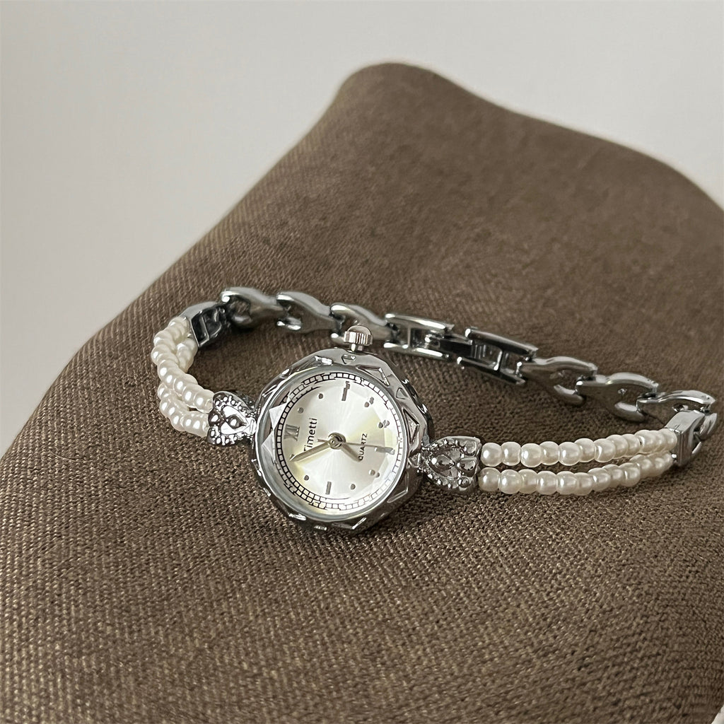 Timetty new small pearl round bracelet watch for women - high-end design, elegant, minimalist, and stylish ladies' watch