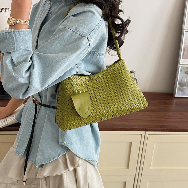 Woven textured underarm dumpling bag - women's 2026 new arrival, versatile commuter shoulder & handbag