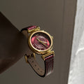 Round small dial watch women's niche light luxury retro artsy classy commuter leather strap quartz wristwatch