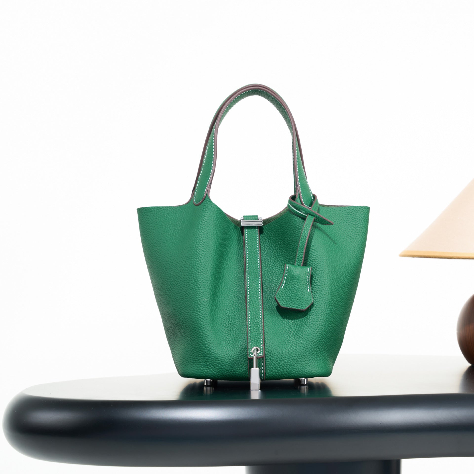 Classic top grain leather basket bag - luxurious, high-end genuine leather bucket bag - cross-border fashion versatile tote bag