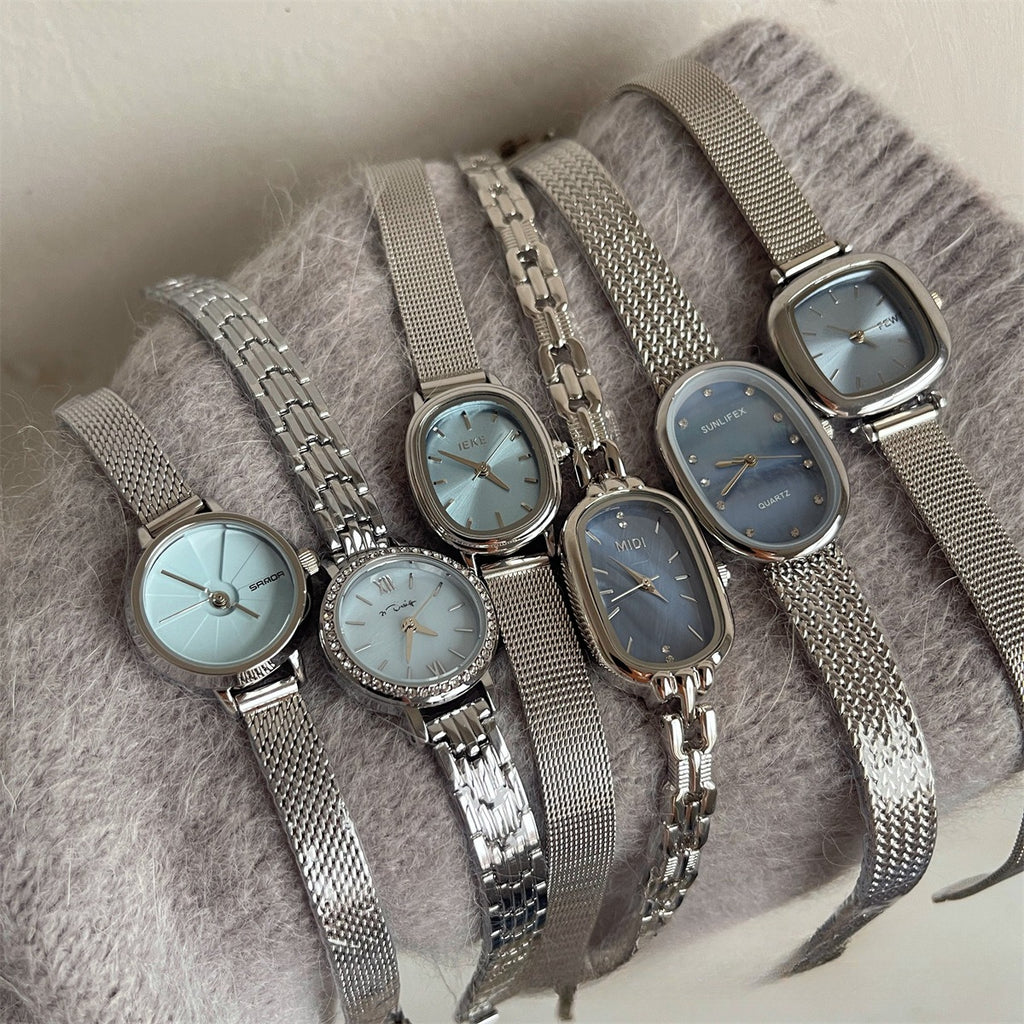 Blue mother-of-pearl dial watch - women's elegant, niche, high-end, exquisite quartz watch