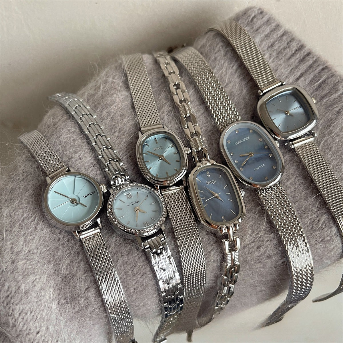 Blue mother-of-pearl dial watch - women's elegant, niche, high-end, exquisite quartz watch