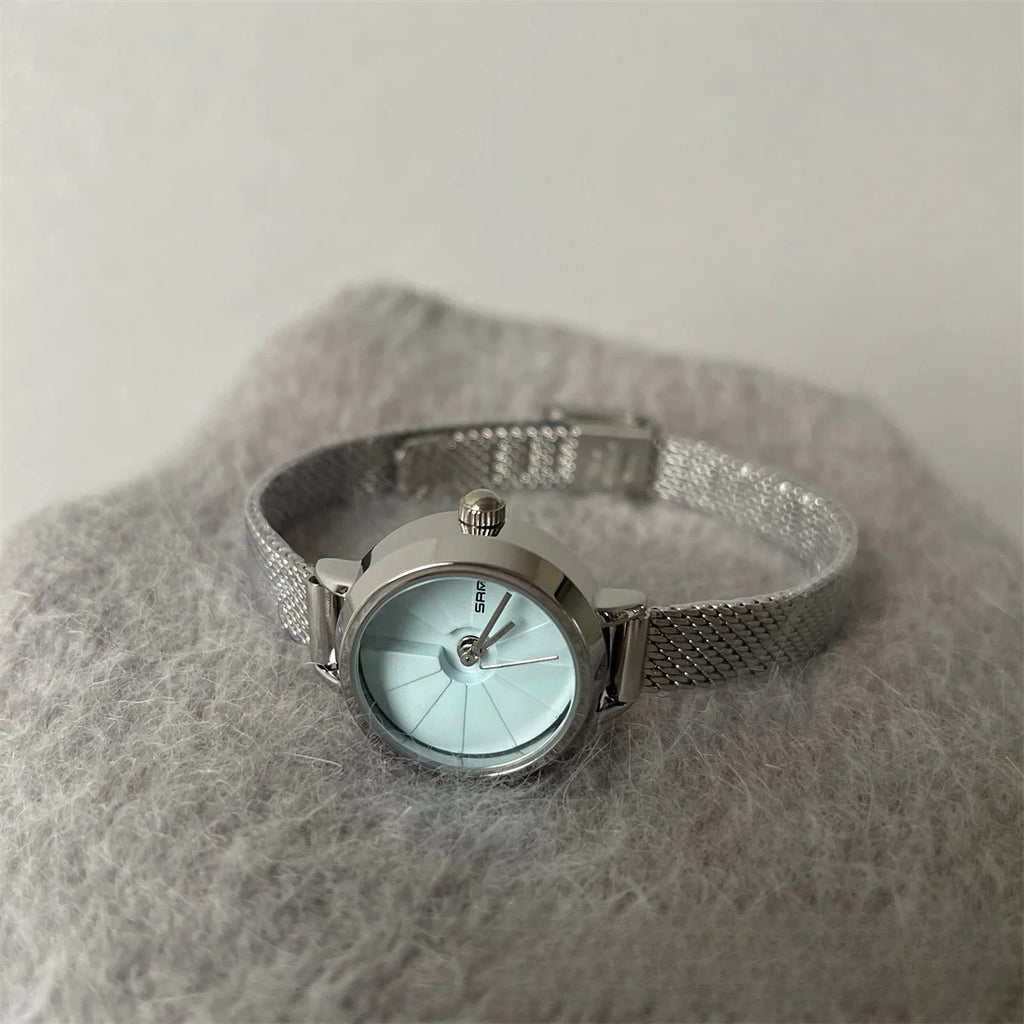 Blue mother-of-pearl dial watch - women's elegant, niche, high-end, exquisite quartz watch